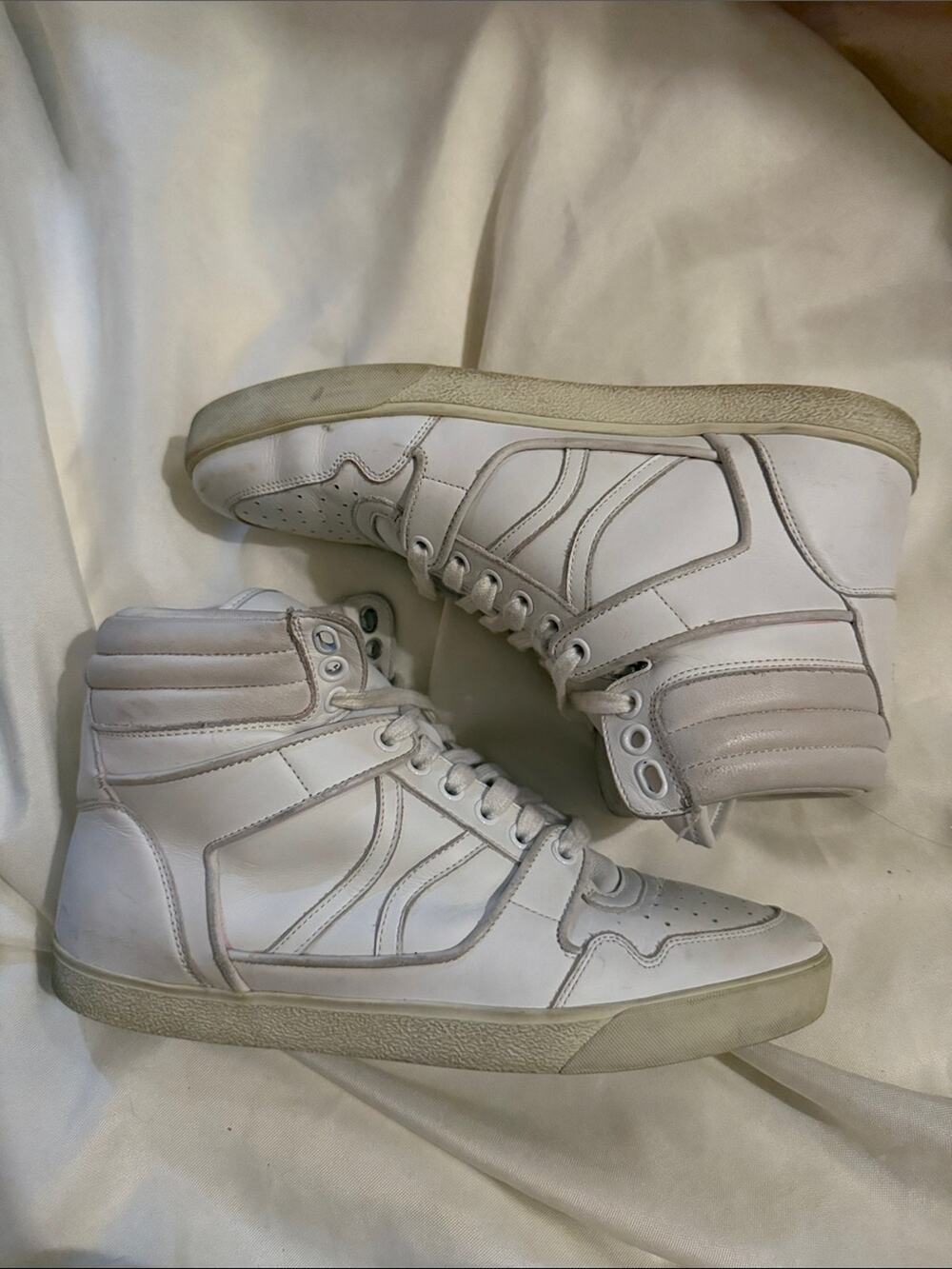 Celine Paris High Top Sneakers White Leather women's IT 40/US W10/US M8